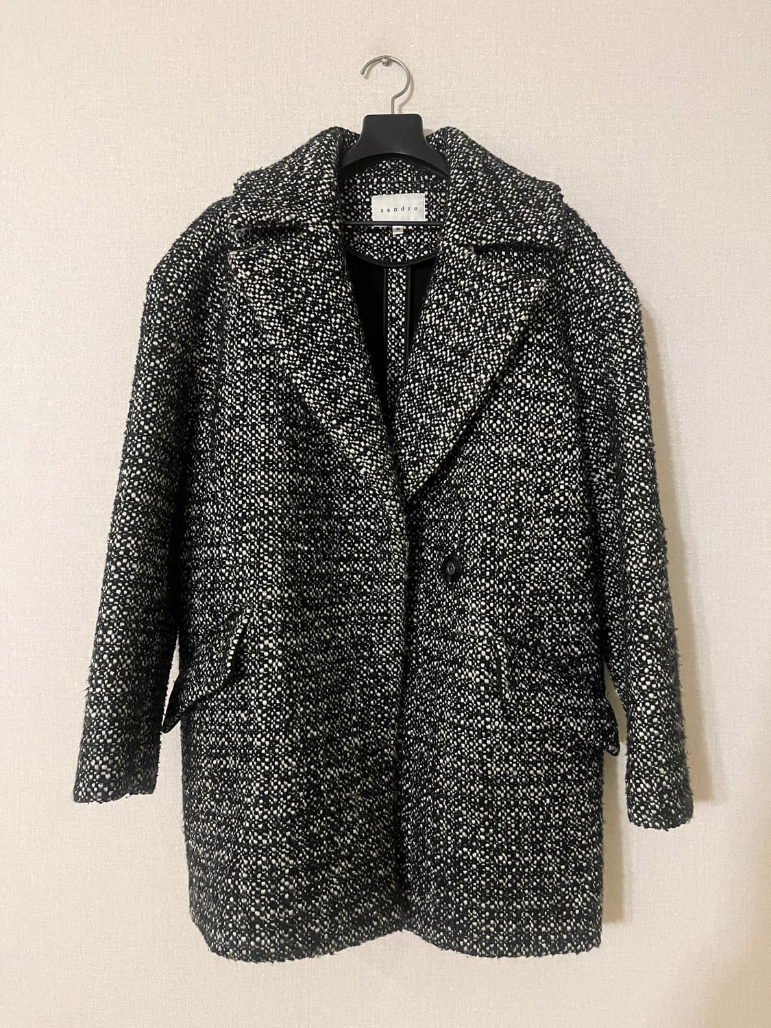 산드로 블랙 트위드 코트 자켓 상품이미지2
