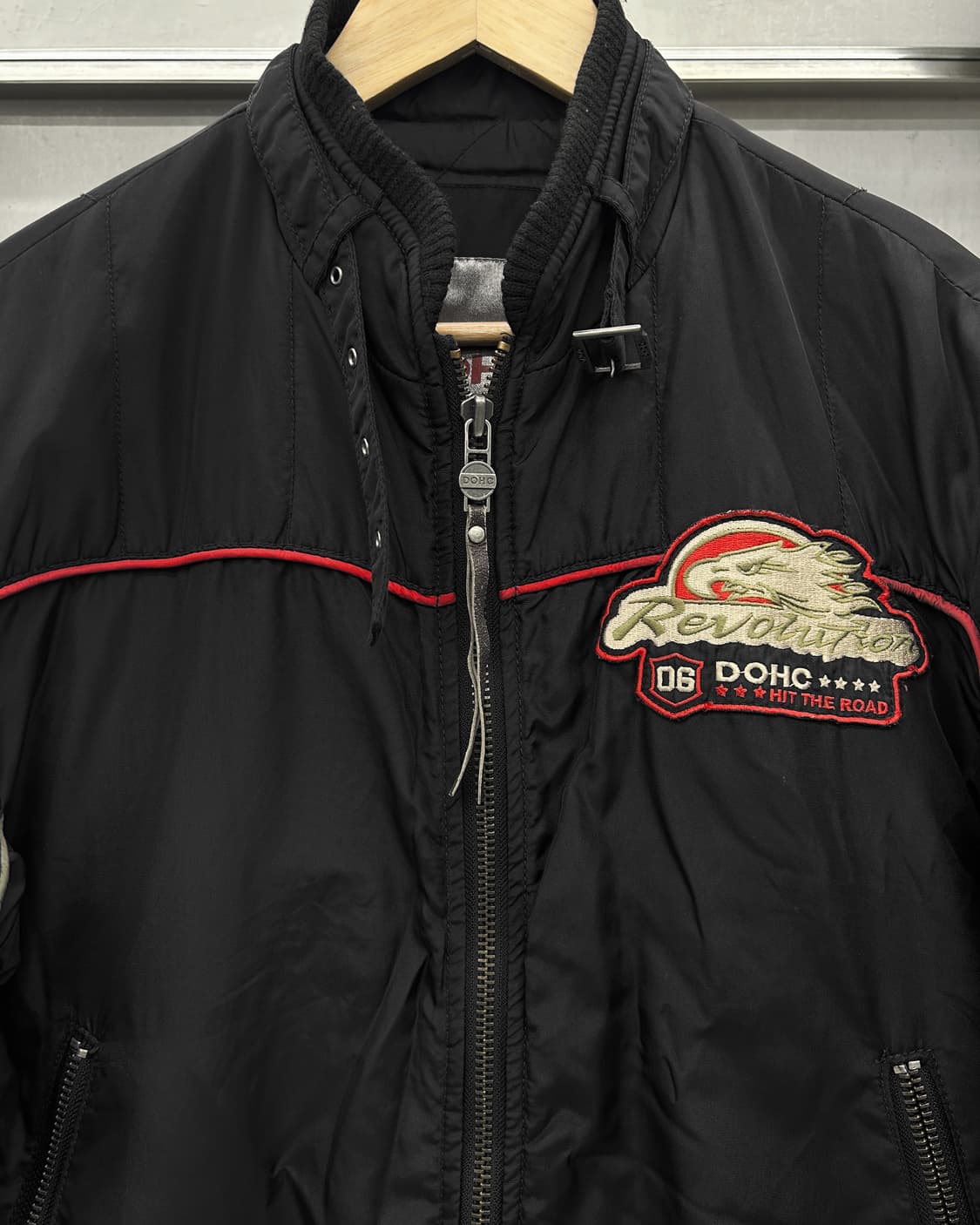 도크 DOHC 00s 나일론쉘 바이커 퀼티드 경량 패딩 자켓 블랙 상품이미지3