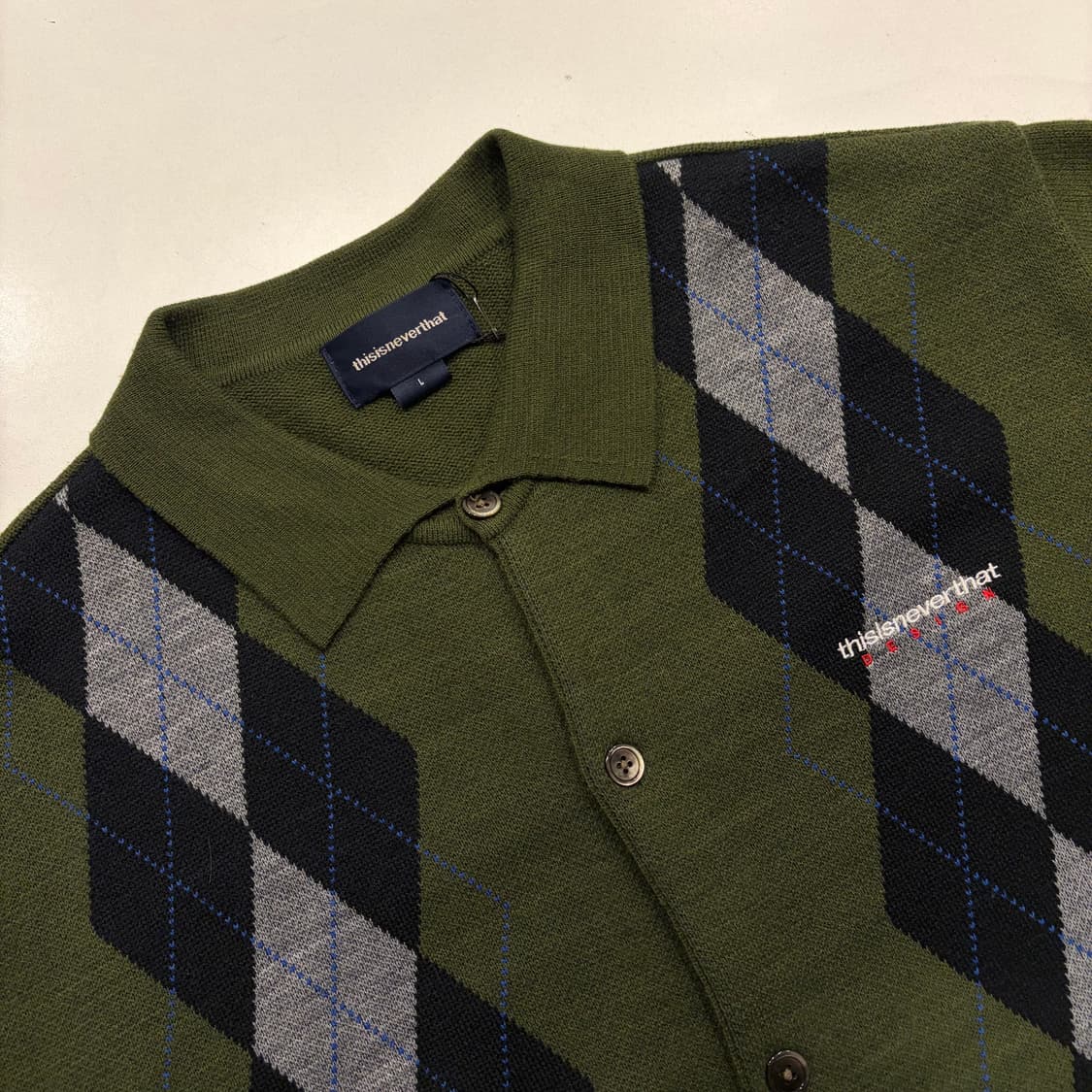 [L] 디스이즈네버댓 아가일 가디건 카키 B332 상품이미지3