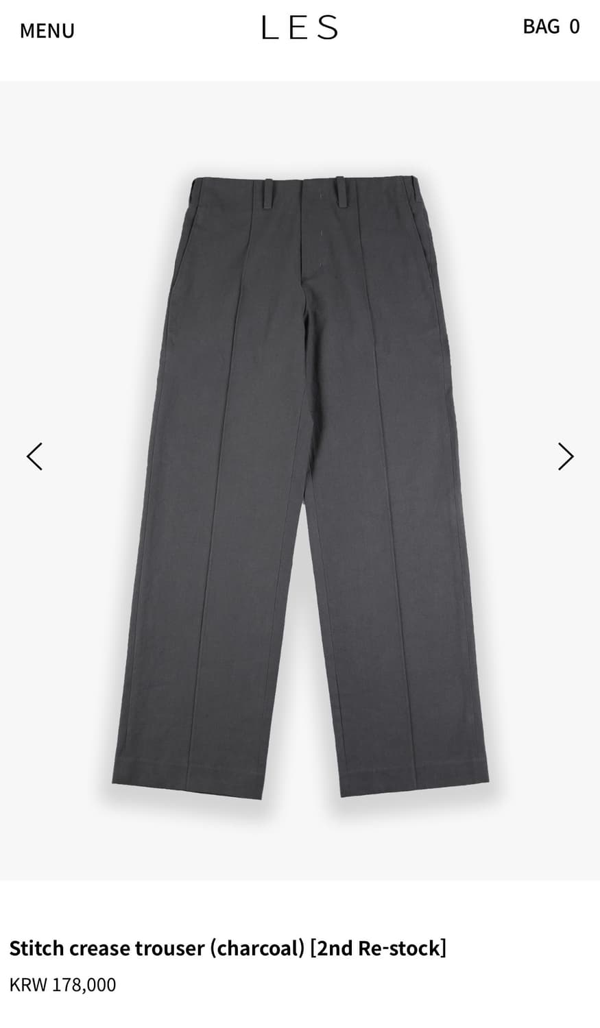 Les Stitch crease trouser (charcoal) [2] 상품이미지1