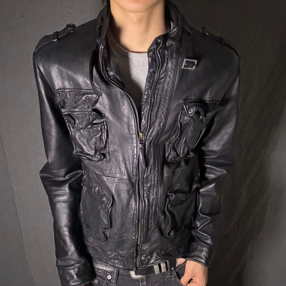 lamb skin pocket leather jacket 상품이미지4