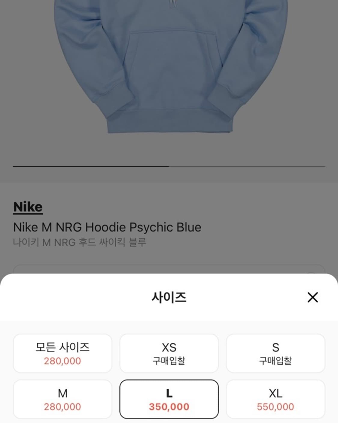 나이키 M NRG 싸이킥 블루 후드티 상품이미지2