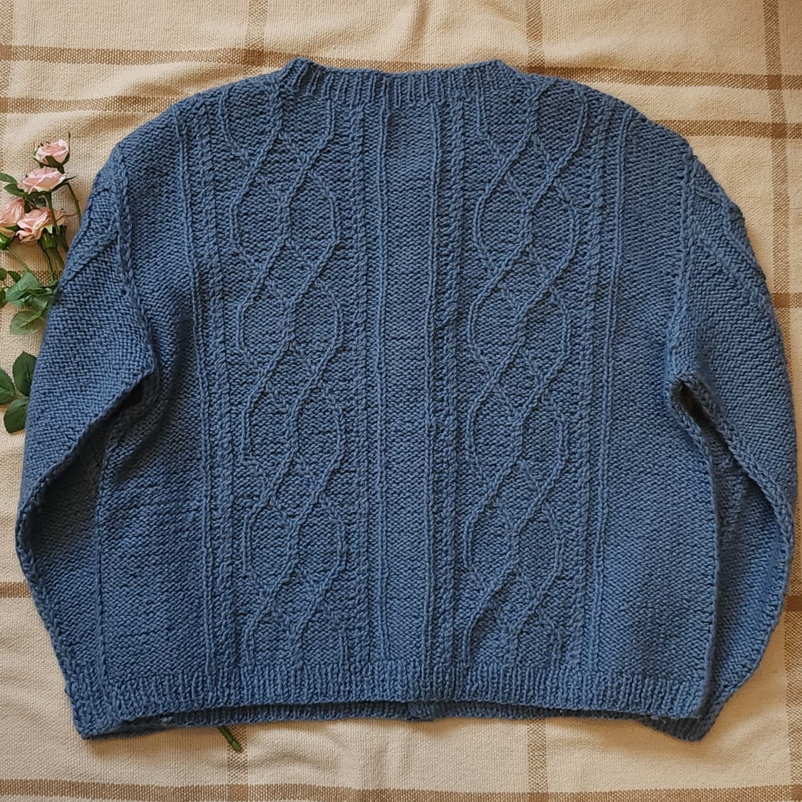 90s 프렌치 핸드메이드 울 가디건 유럽 헤비울 스웨터 버튼 가디건 블루 상품이미지3
