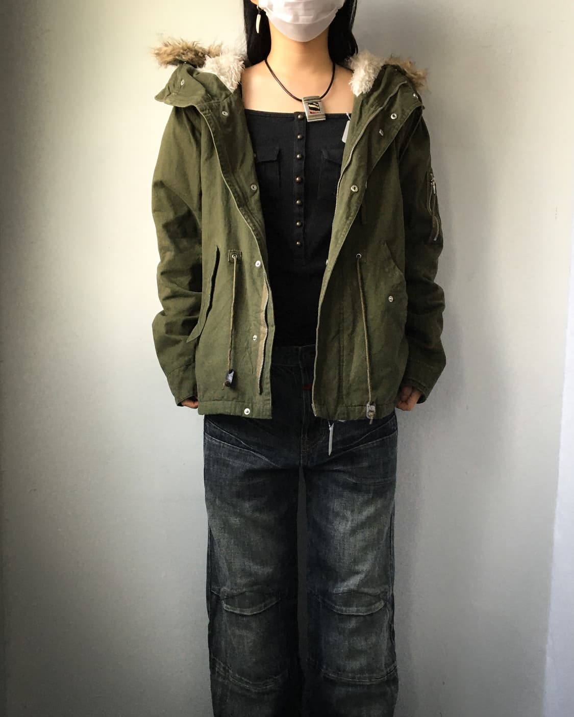 Fake fur hood filed jacket 상품이미지6