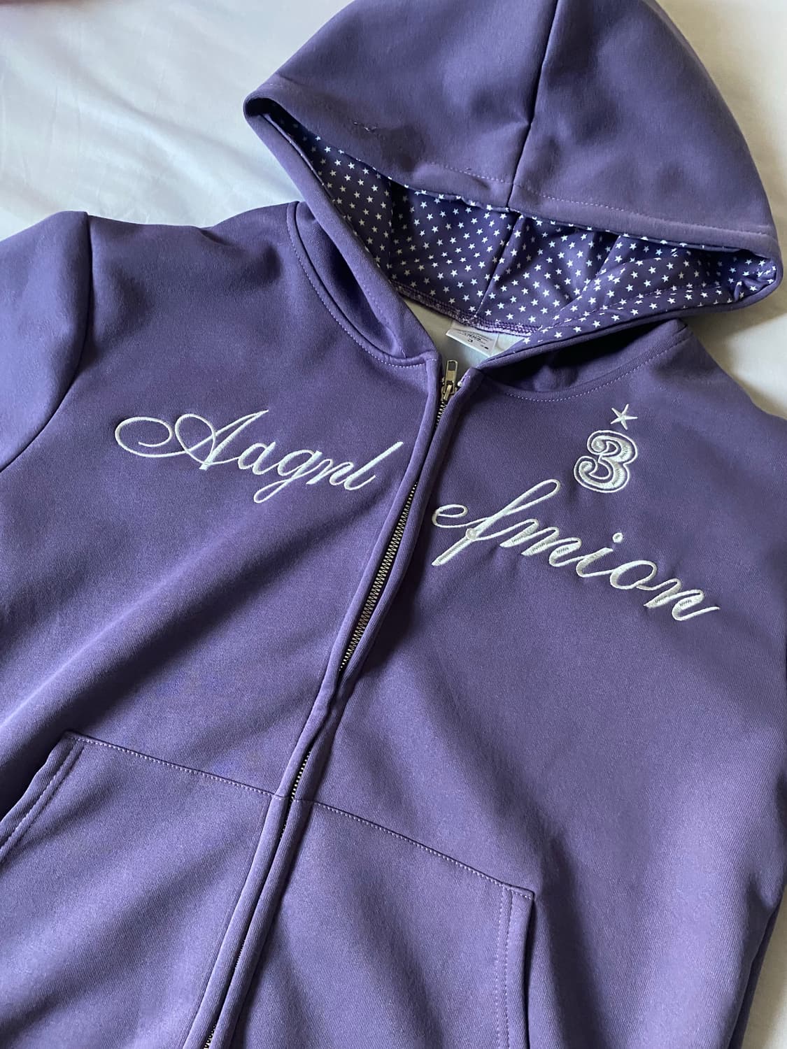 후드집업 스타 별 빈티지 자수 y2k 퍼플 상품이미지1