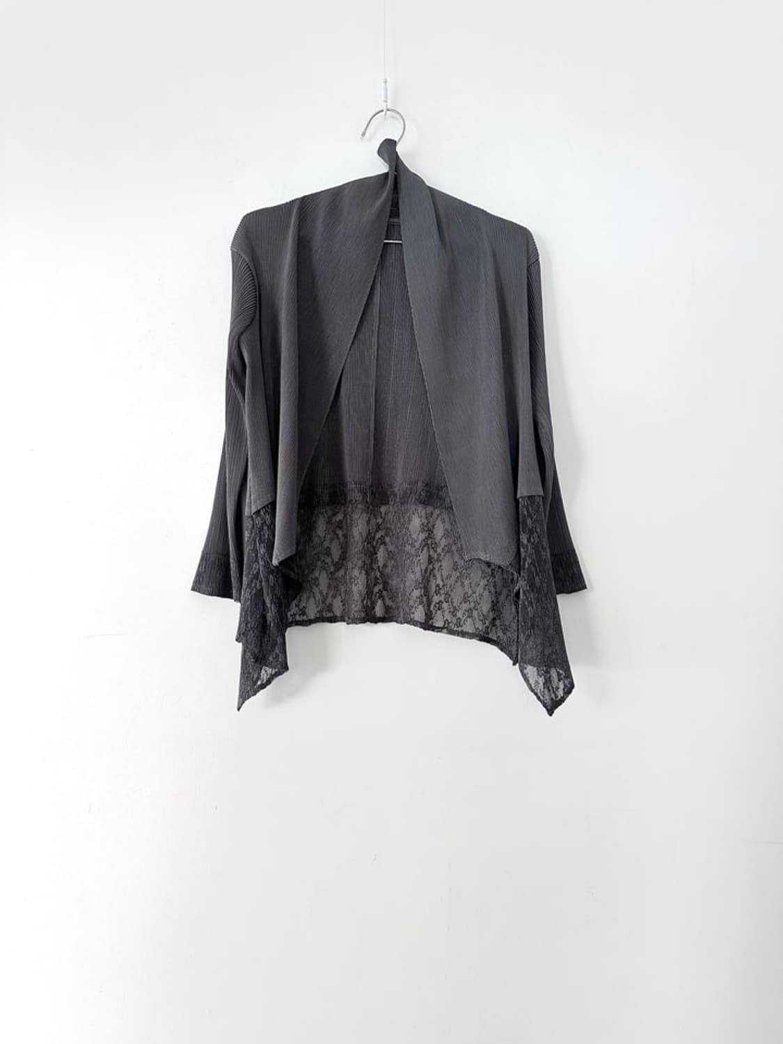 See through layer pleats cardigan / grey 상품이미지1