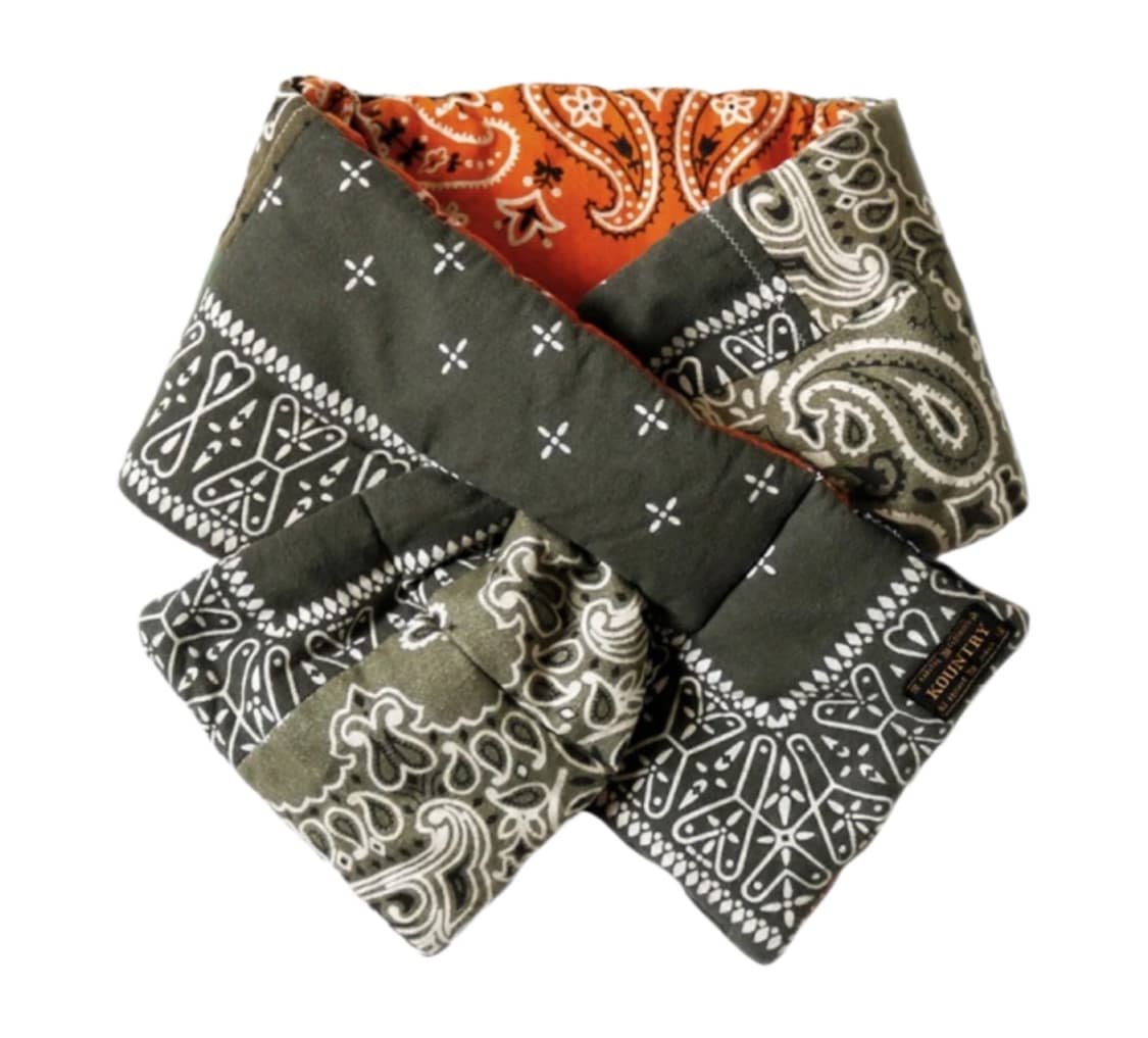 캐피탈 플란넬 반다나 패턴 리버시블 케사 머플러 카키/오렌지 상품이미지1