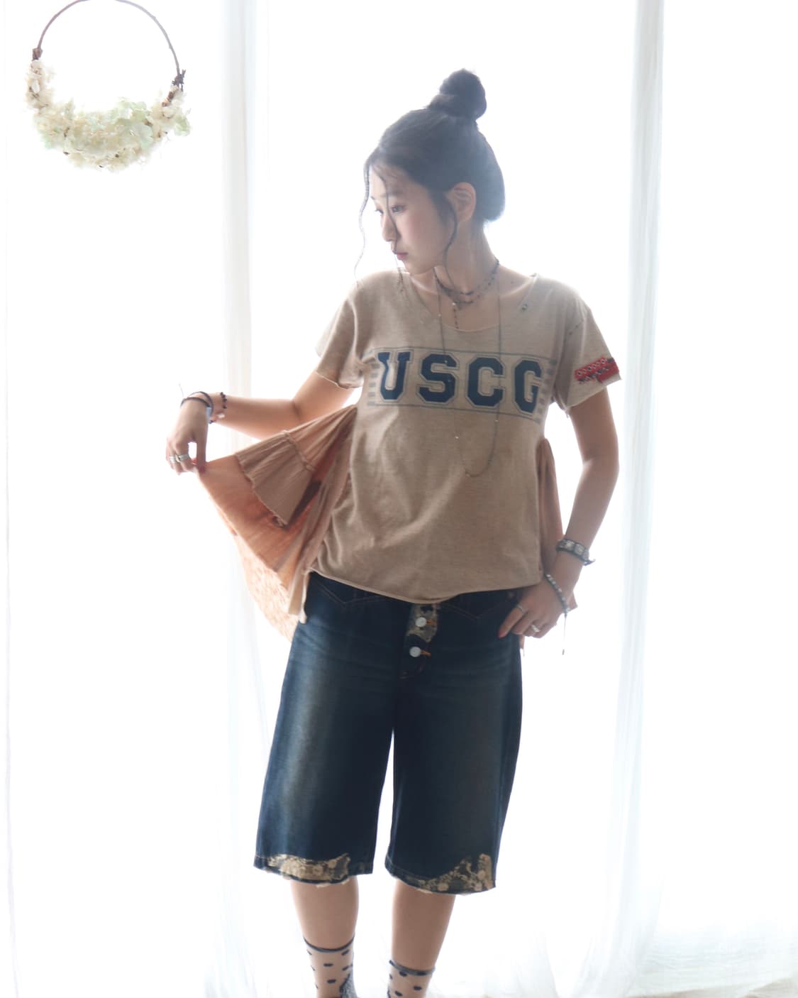 [Beams Boy] Rework College Frill T-Shirt 상품이미지5