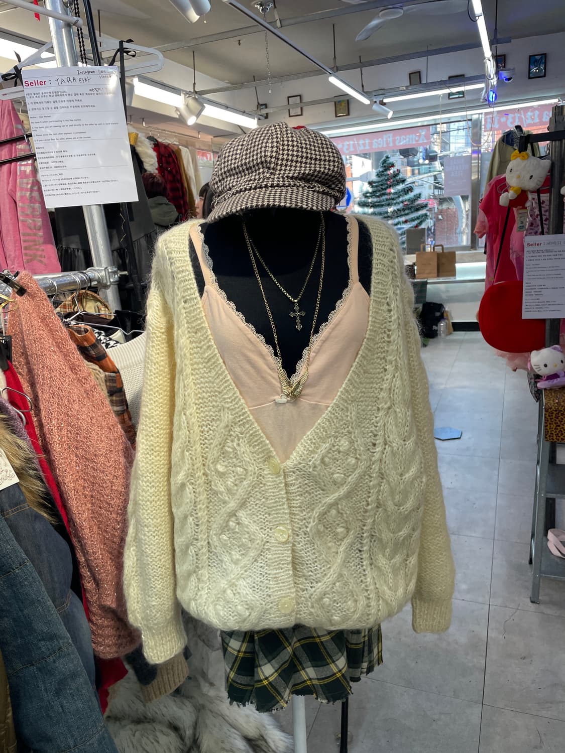 빈티지 아이보리 폼폼 울 가디건 상품이미지2