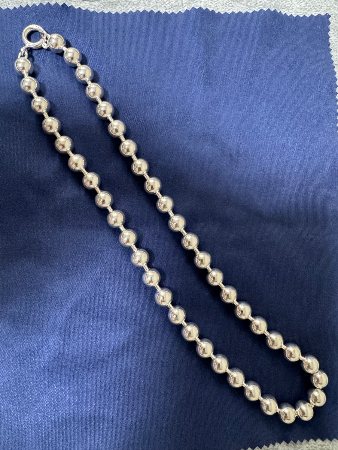 925 silver 실버 군번줄 7mm 은볼 목걸이 대략40cm 여자남자 상품이미지1