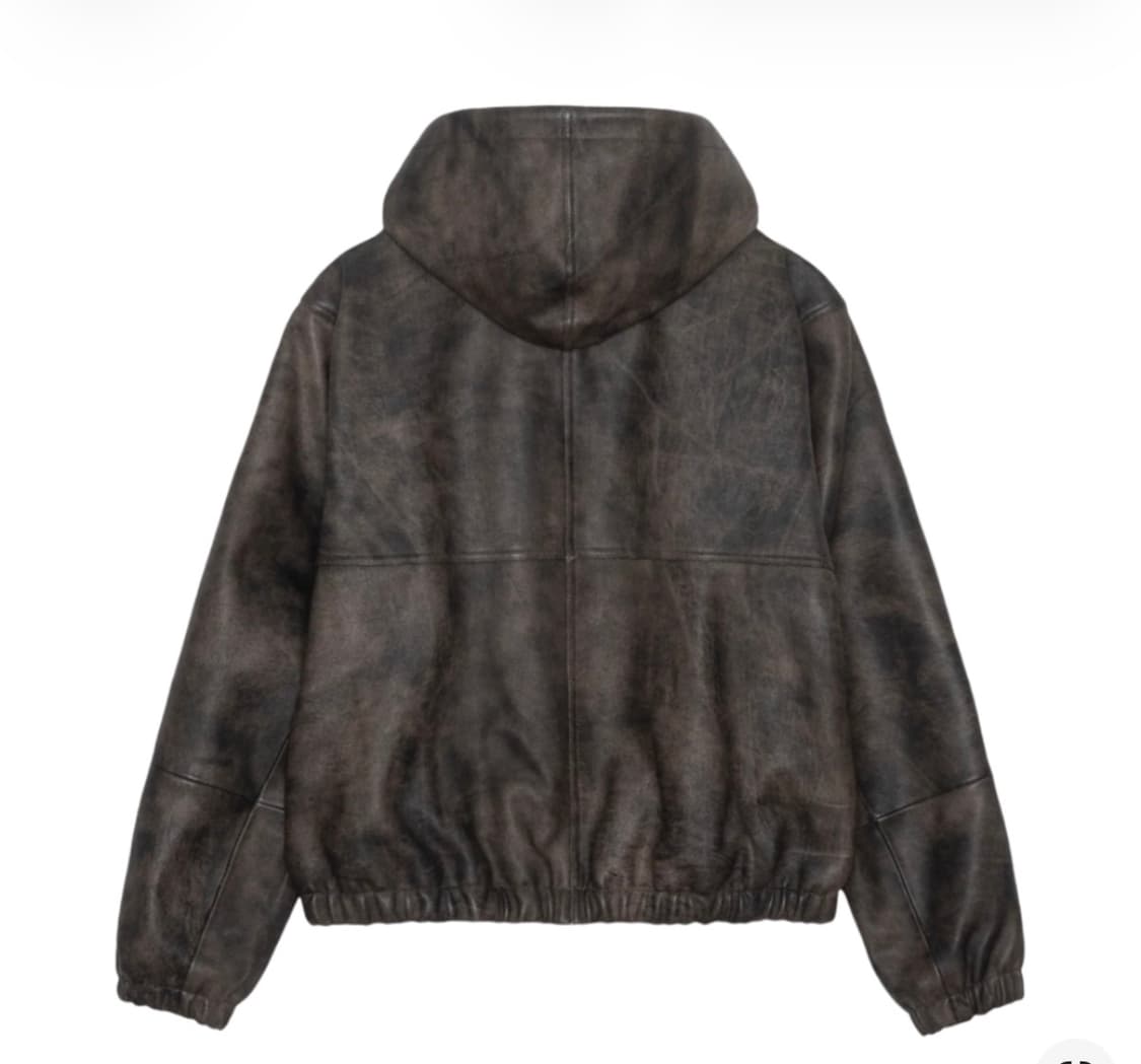 스투시 스톤워시 레더 워크 자켓 워시드 블랙 XL 상품이미지2