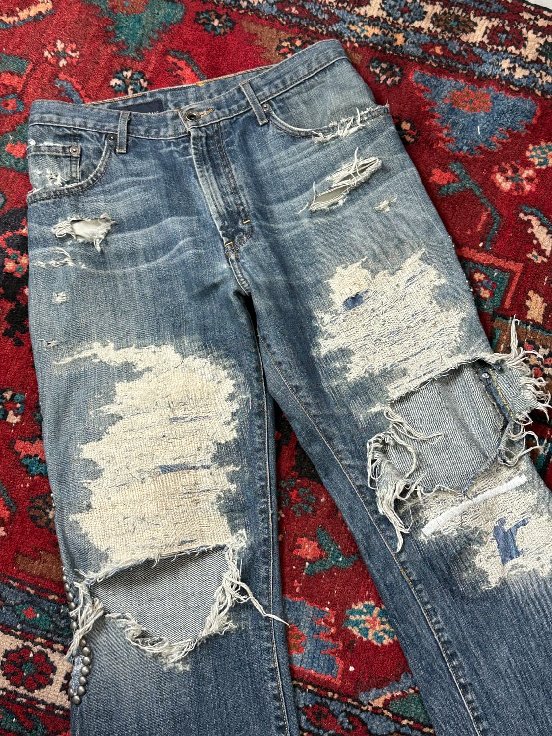 00's 바나나 리퍼블릭 부츠컷 벨바텀 팬츠 보로 리페어 상품이미지4