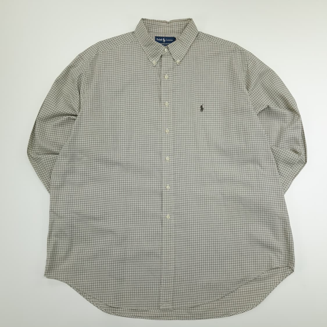 CN789 2XL 폴로 랄프로렌 브라운그린 마이크로체크 긴팔 셔츠 남방 상품이미지1