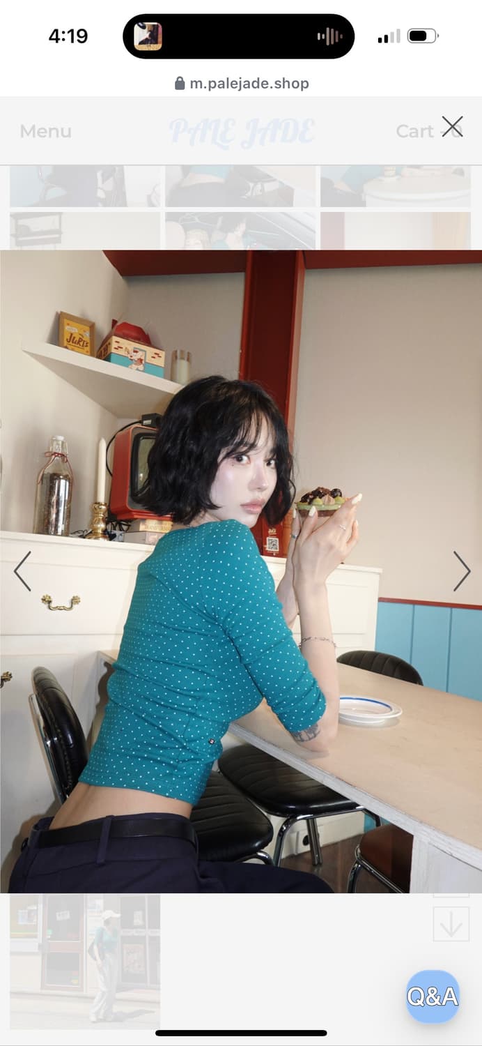 Three-Quarter Sleeve Shirring T - Dot 상품이미지3