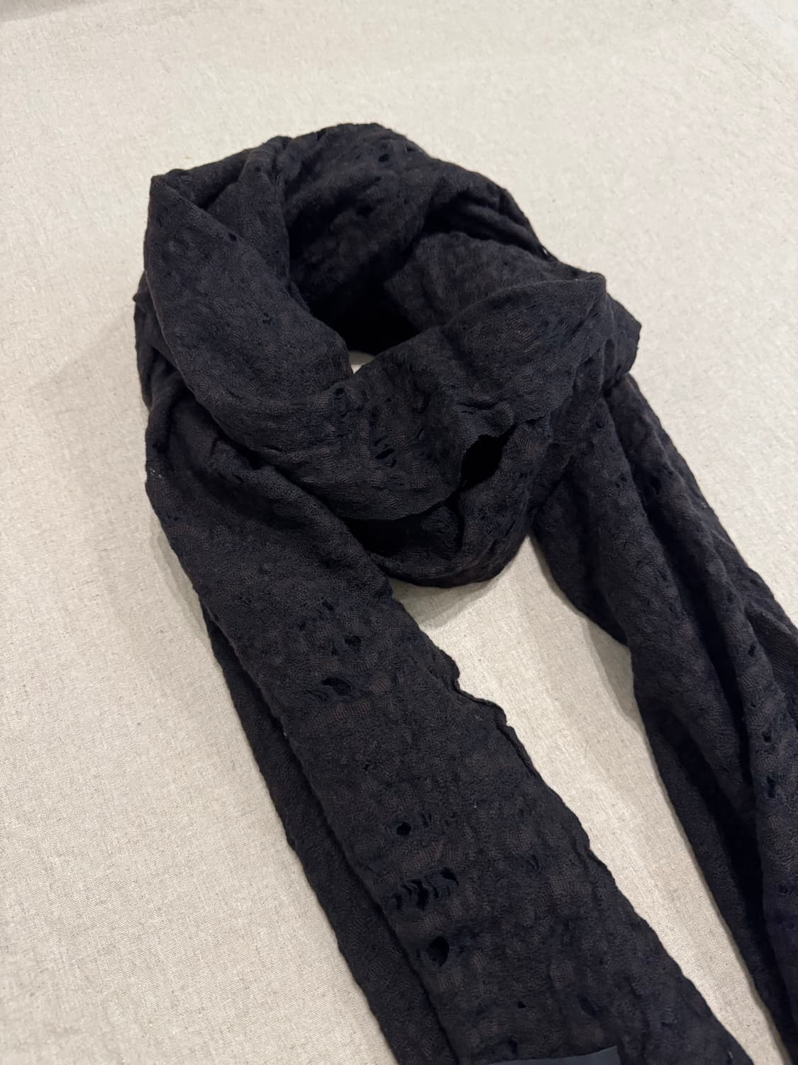 요지야마모토 디스트레스드 울 머플러 상품이미지2