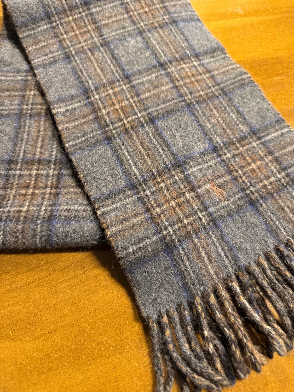 폴로랄프로렌 포니 자수 체크 울 머플러 브라운그레이 상품이미지2