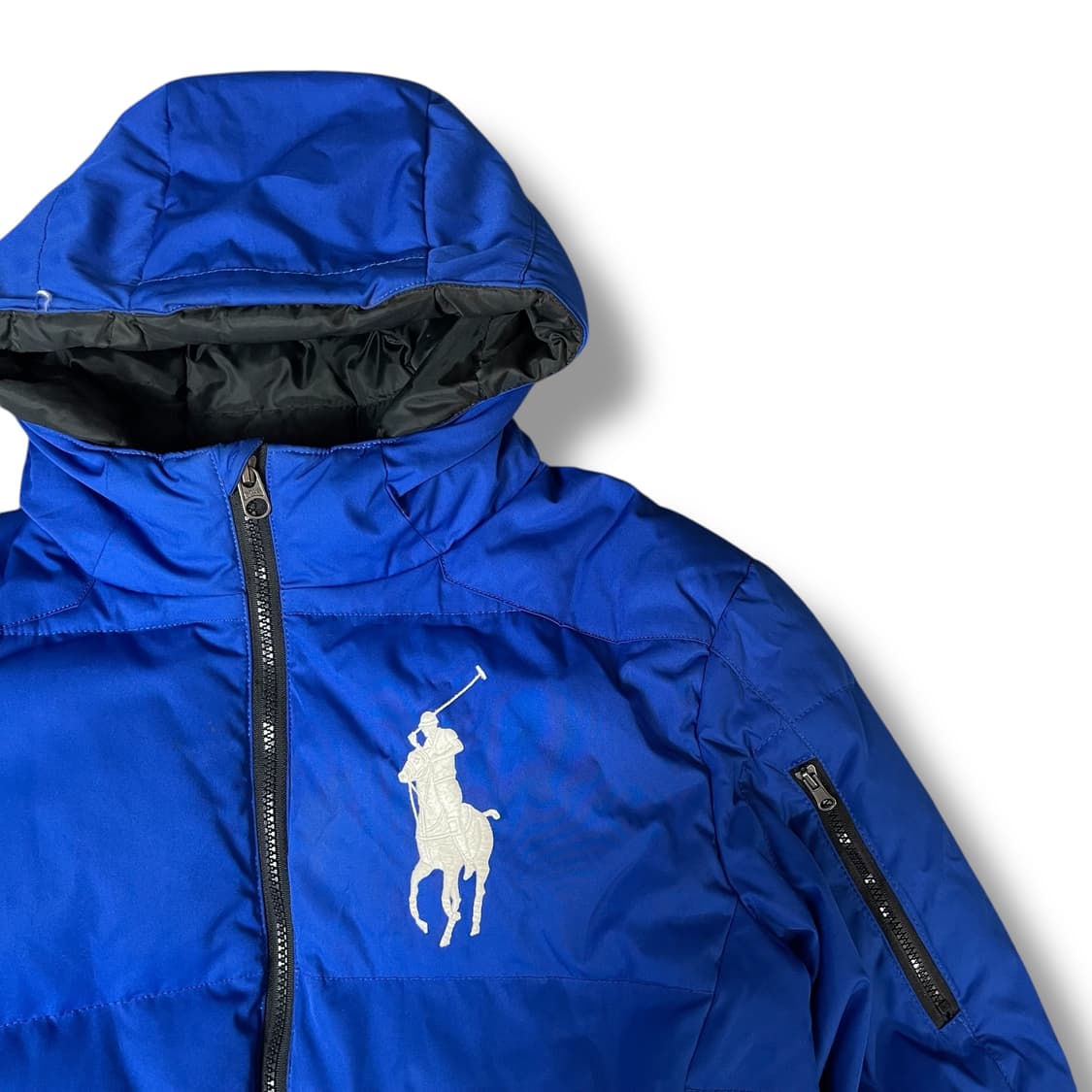 폴로 랄프로렌 화이트 빅포니 블루 후드 푸퍼 XL 상품이미지3