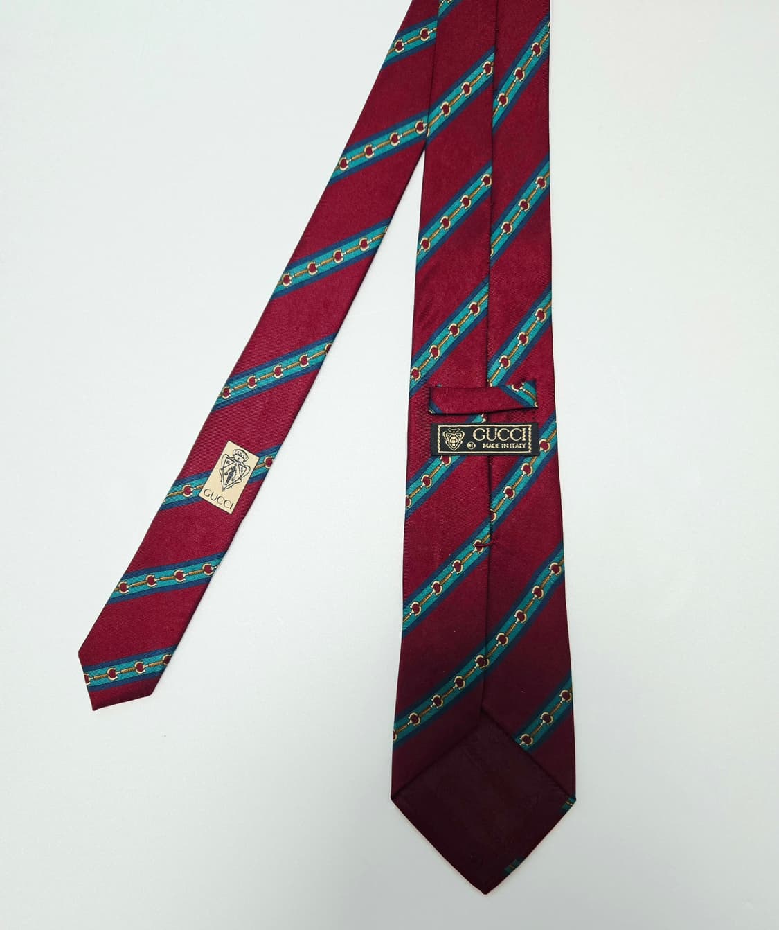 구찌 버건디 체인 실크 넥타이 상품이미지1
