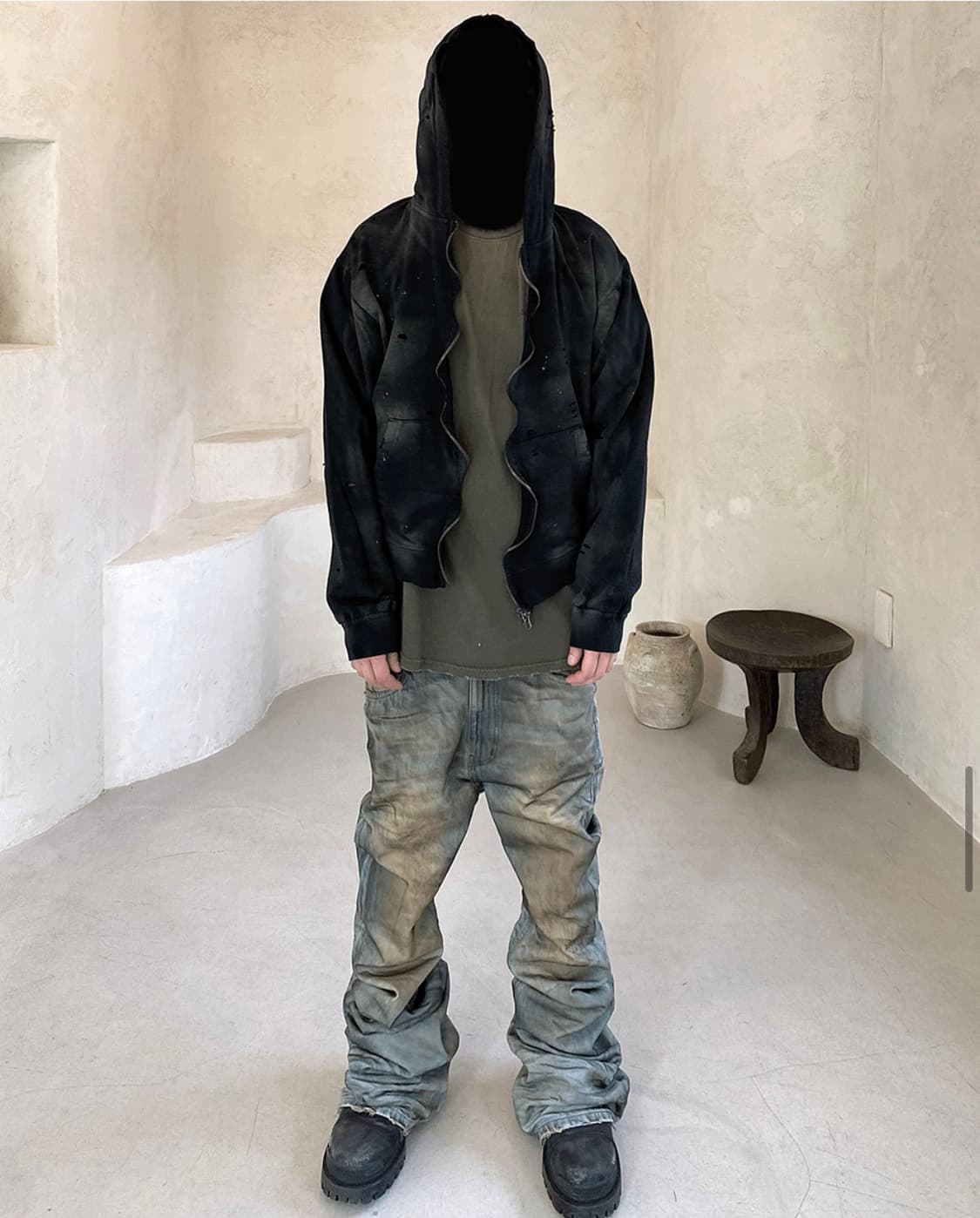 언더마이카 25SS 하드 오일 워싱 플레어 진 라이트 블루 상품이미지3