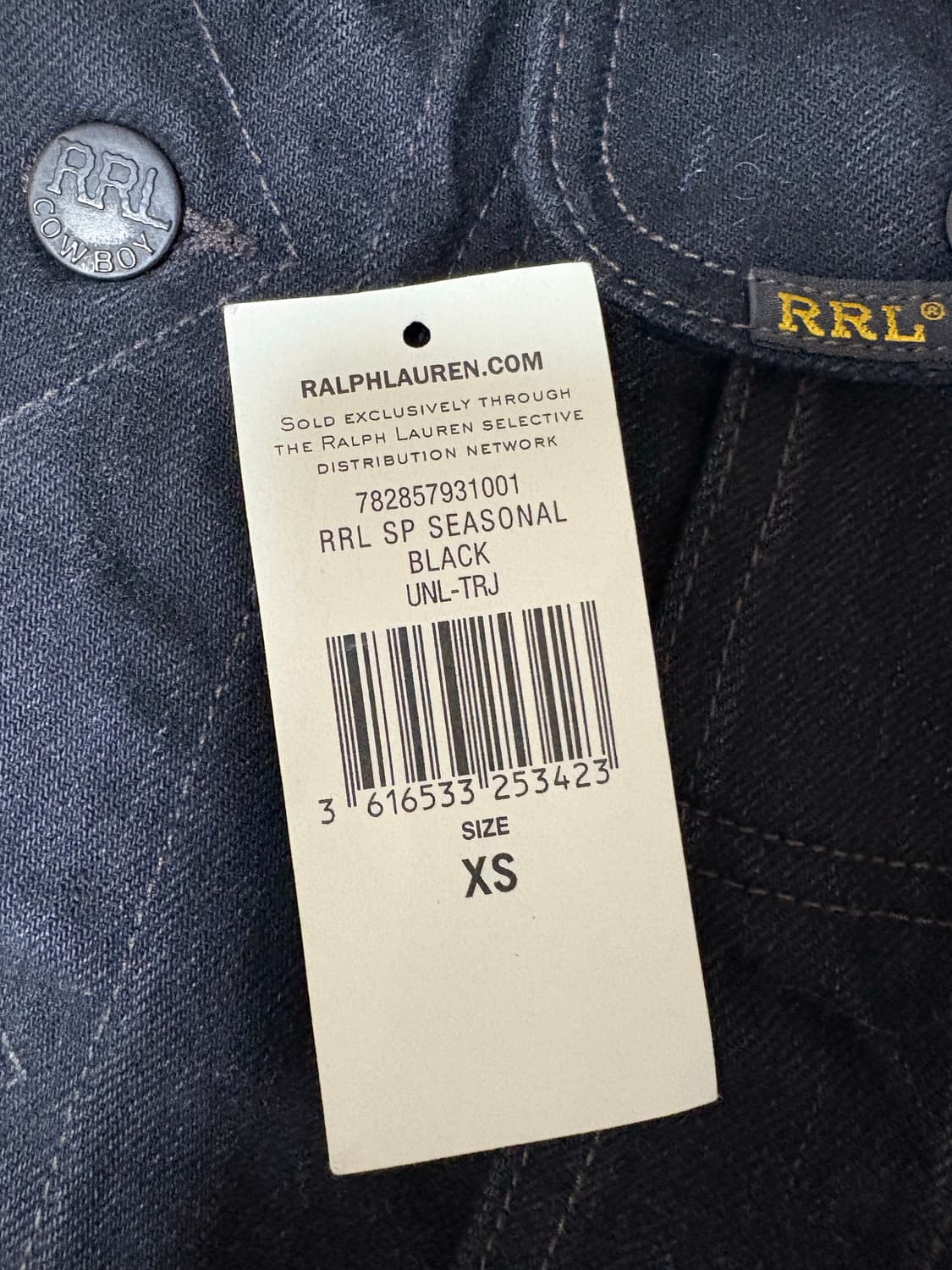 rrl lot271 흑청 (블랙원인워시) 데님 자켓 XS 상품이미지4