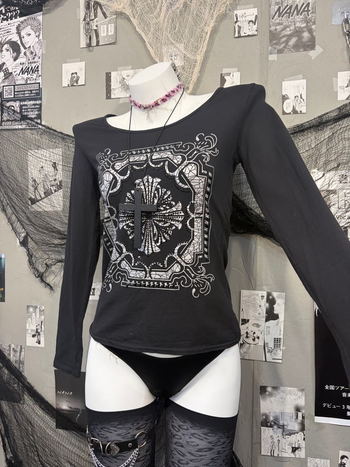 Y2K cubic cross Cut-out back longsleeve 상품이미지5