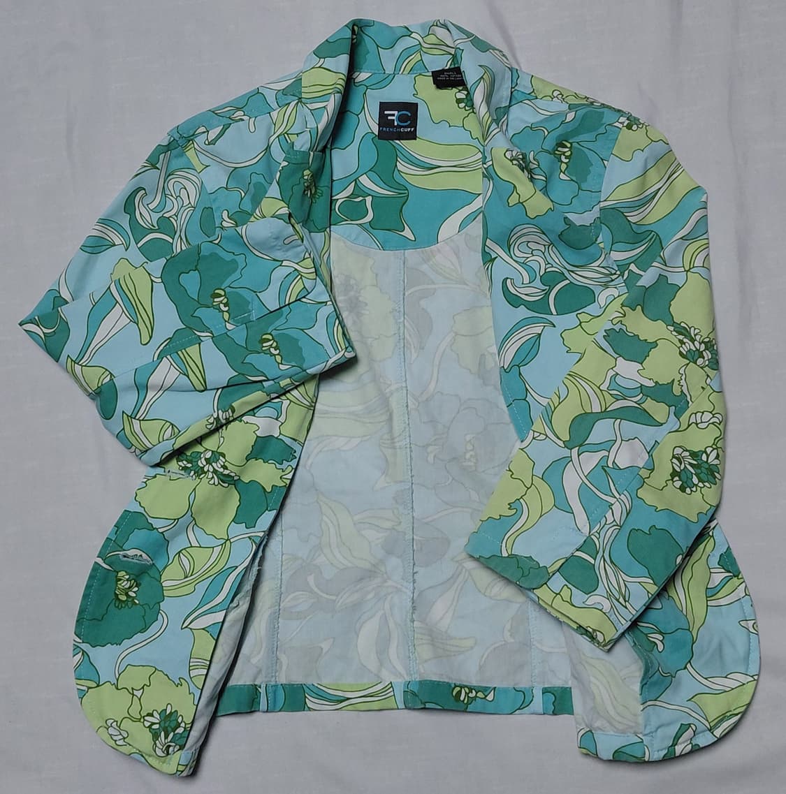 [S] 프렌치 커프(French Cuff) 민트 플로럴 코튼 자켓 상품이미지5