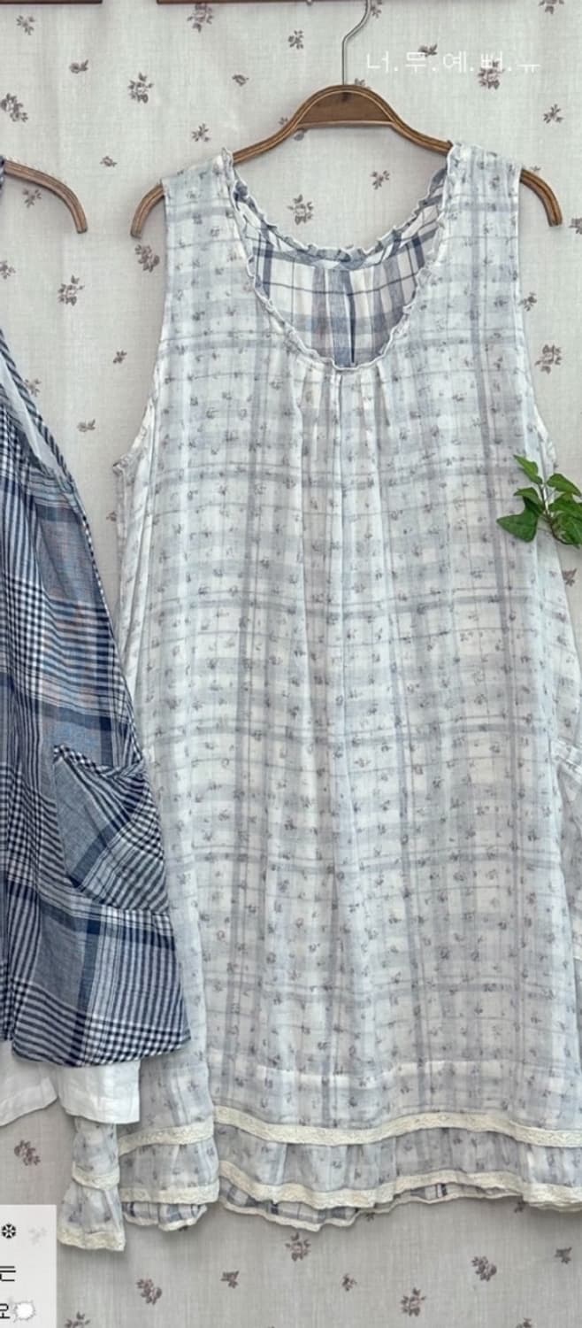 스즈코빈티지 잔꽃체크 리버시블 원피스 모리걸마루빈티지카메빈티지모리노가토 상품이미지2