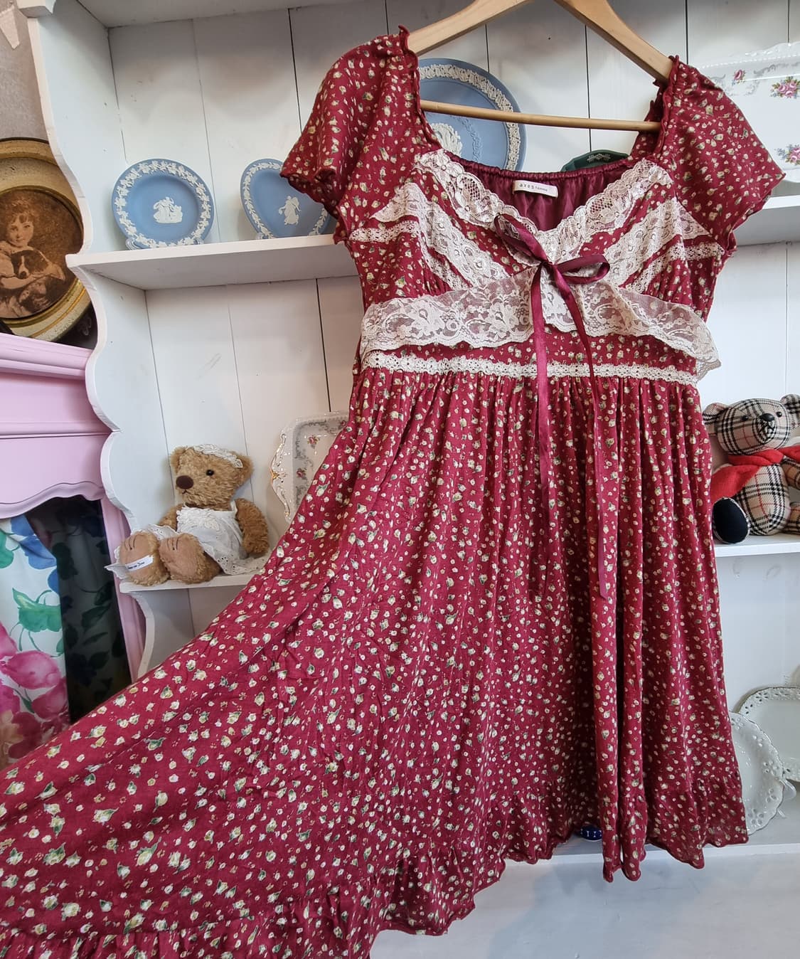 엑시즈팜 axes femme 와인 잔꽃 레이스 원피스 상품이미지5