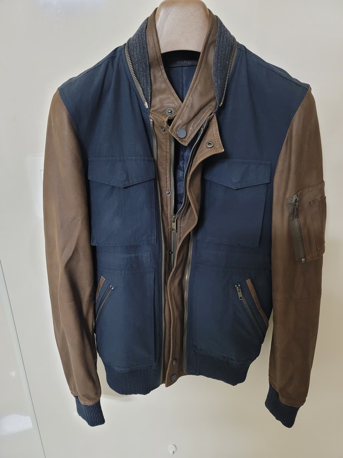 솔리드옴므 우영미 염소가죽 투톤자켓 95사이즈 상태굿 상품이미지1