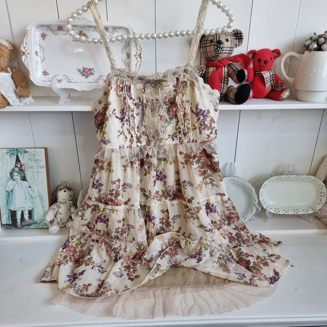 (Axes Femme액시즈팜)크림 플로럴  끈원피스 상품이미지5