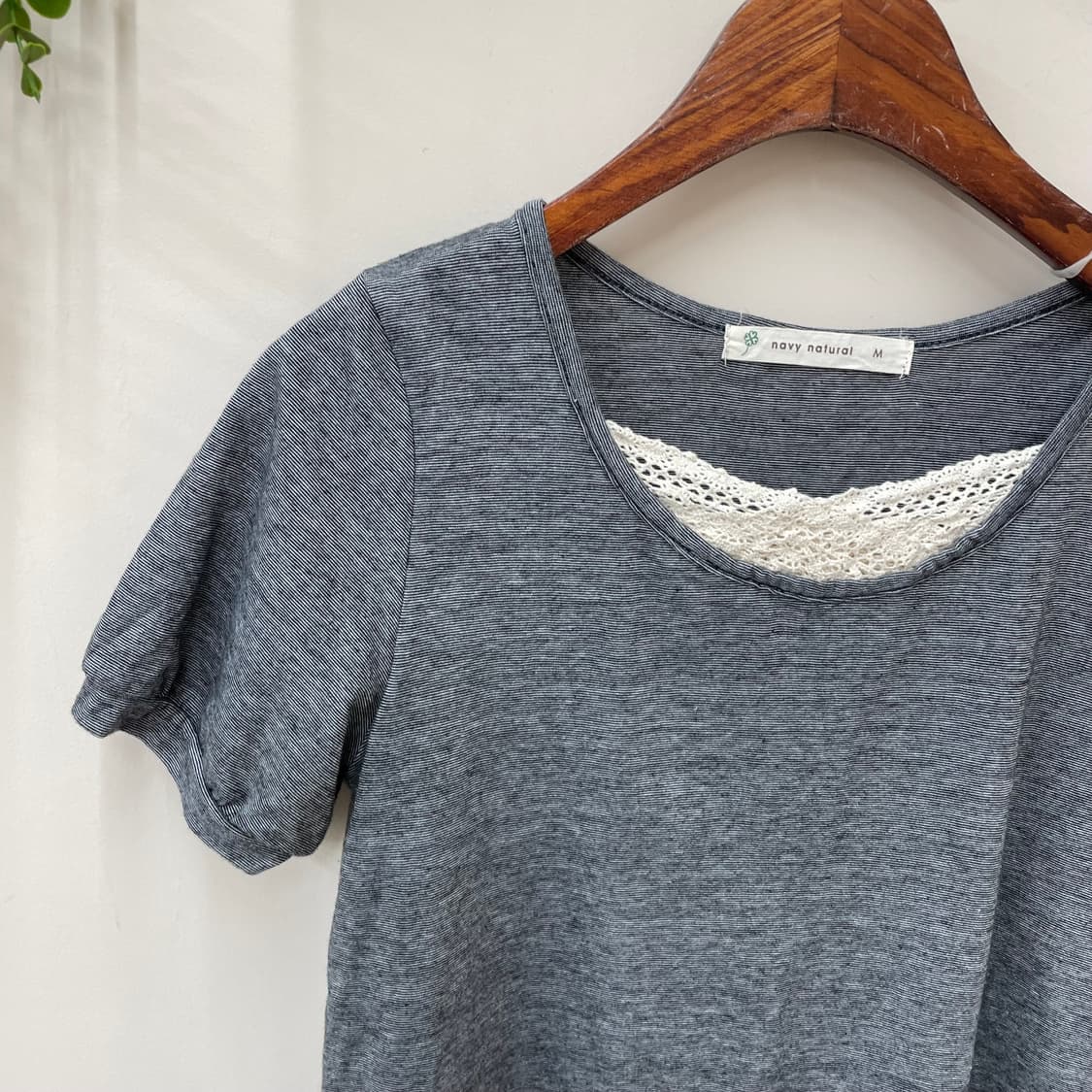 Navy natural 그레이 레이스 반팔 티셔츠 상품이미지2