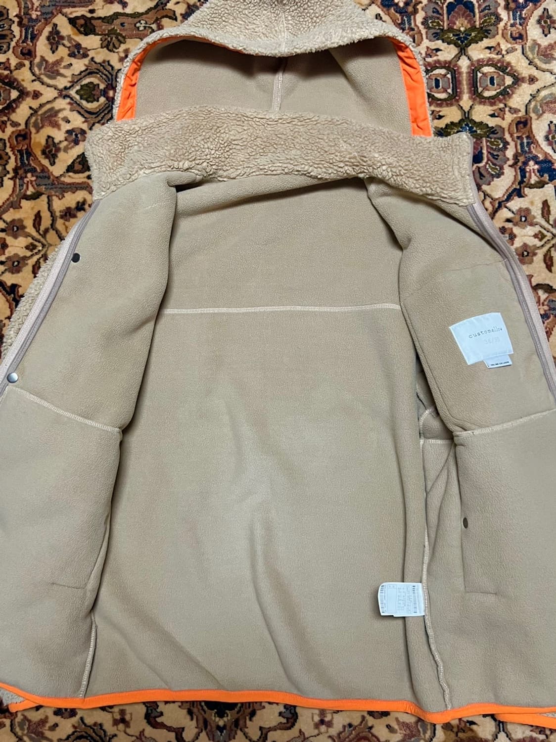 커스텀멜로우 베이지/오렌지 스마일 플리스 후리스 플리스 후드 자켓 95 상품이미지6