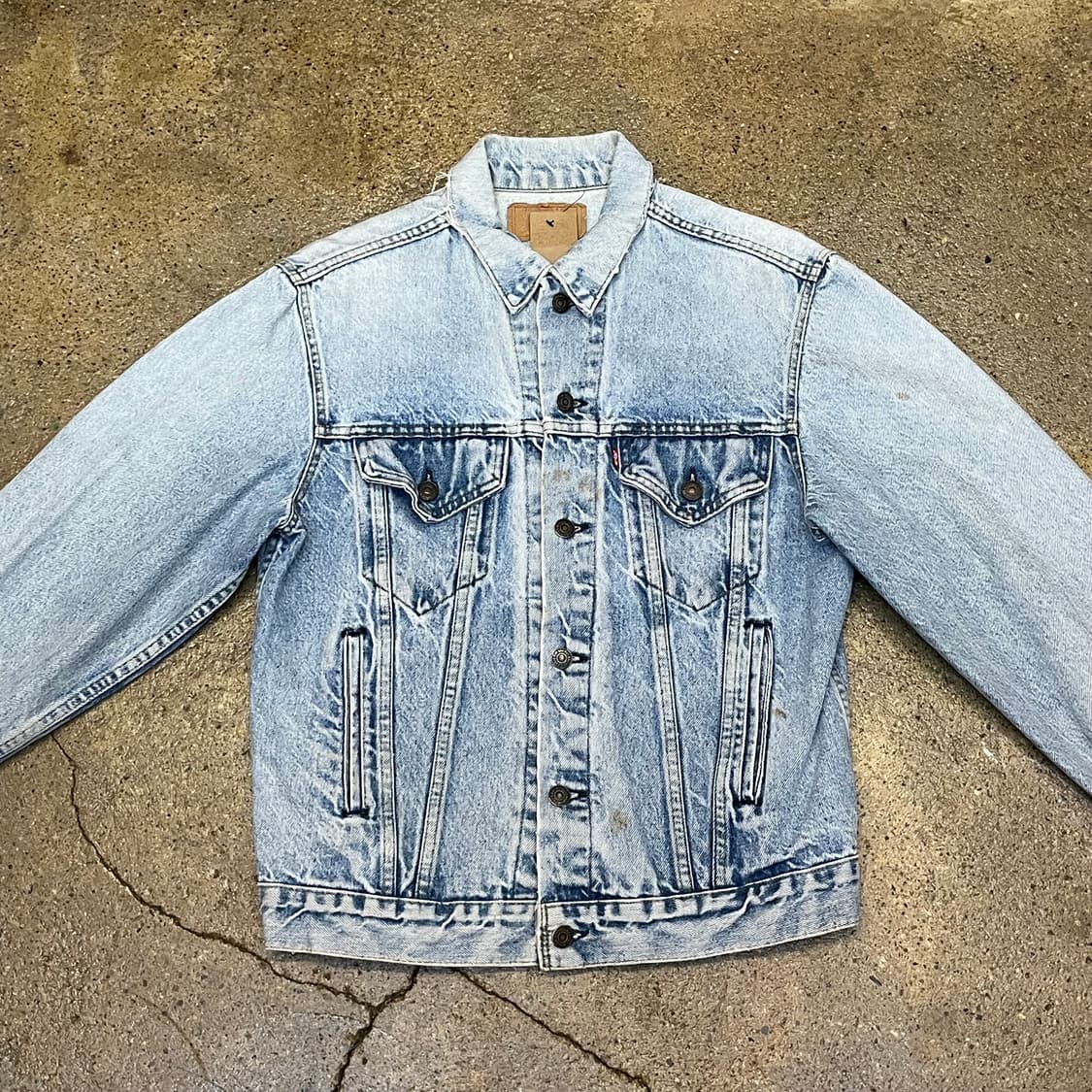 90s 미국 빈티지 리바이스 데님 연청자켓 워싱 상품이미지2