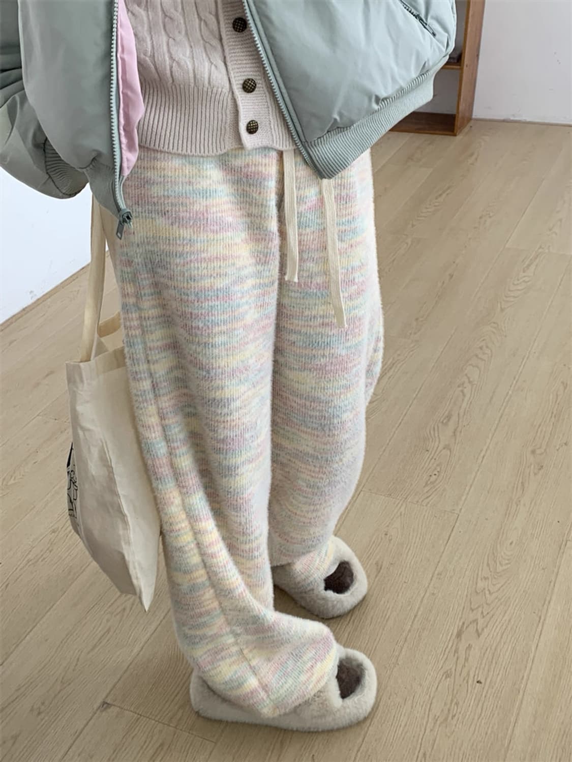 (s) 솜사탕깔 레인보우 밴딩 기모팬츠 상품이미지3