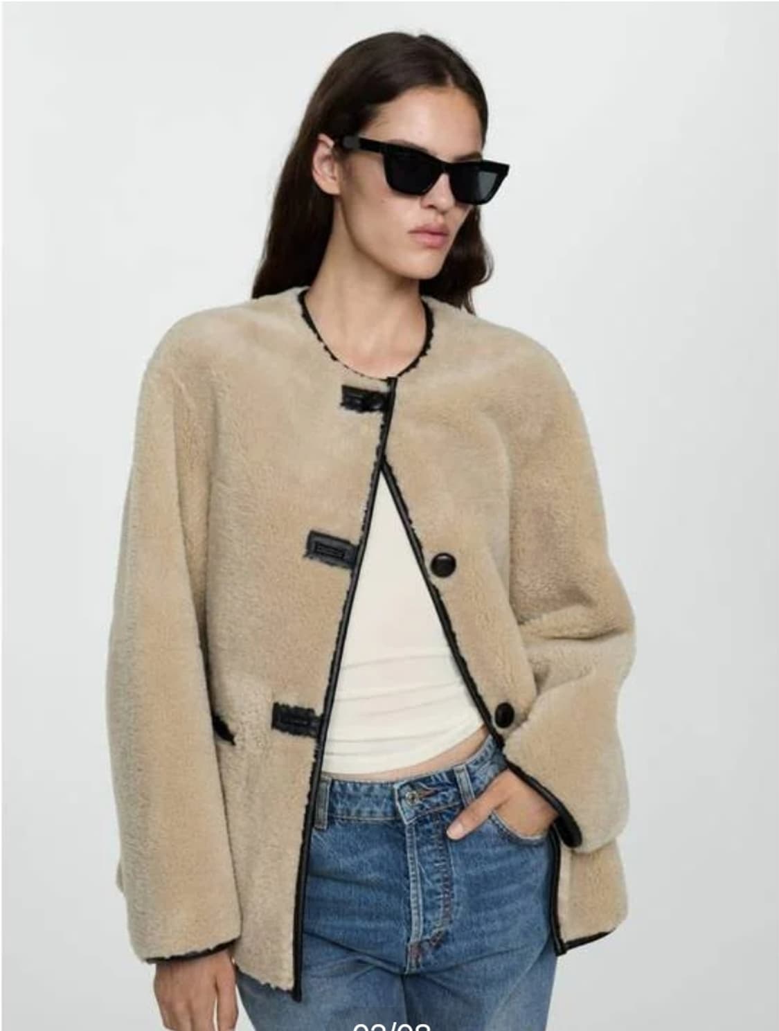 망고 퍼 이펙트 아플리케 퍼 코트 S 상품이미지1