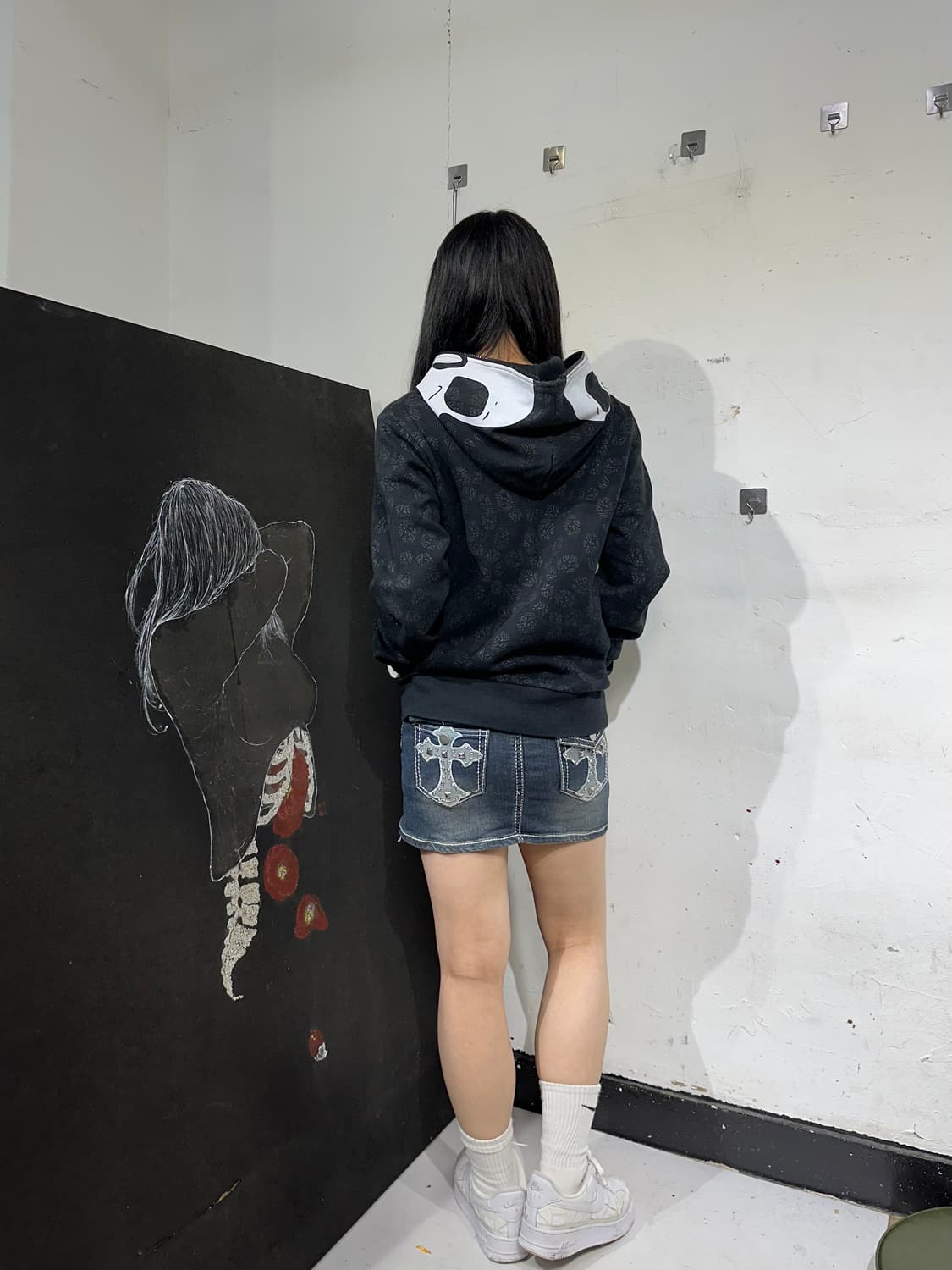 Jpn 일본빈티지 해골 풀오버 펑크 집업 져지 상품이미지3