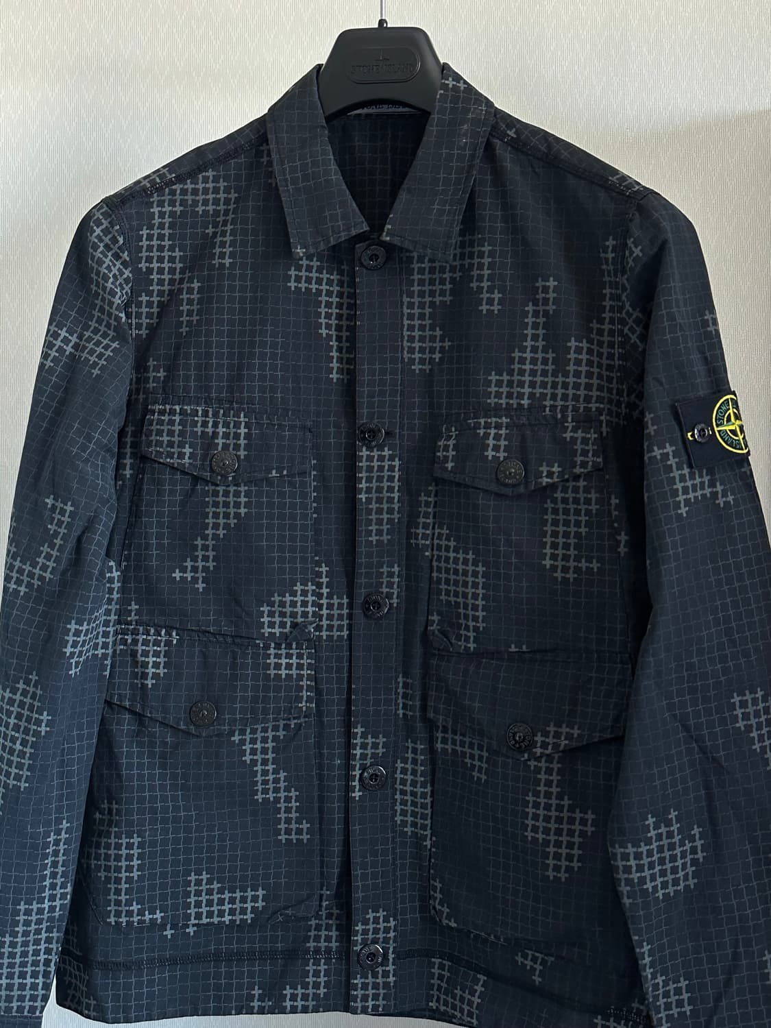 스톤아일랜드 체크 그리드 카모 자켓 17fw M(100) 블랙 상품이미지1