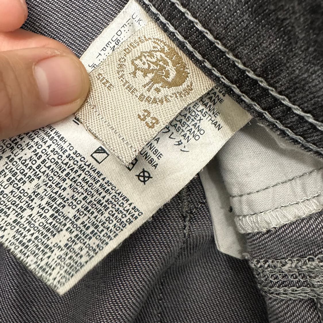 Diesel 디젤 워싱 흑청 데님 청바지 33인치 상품이미지10