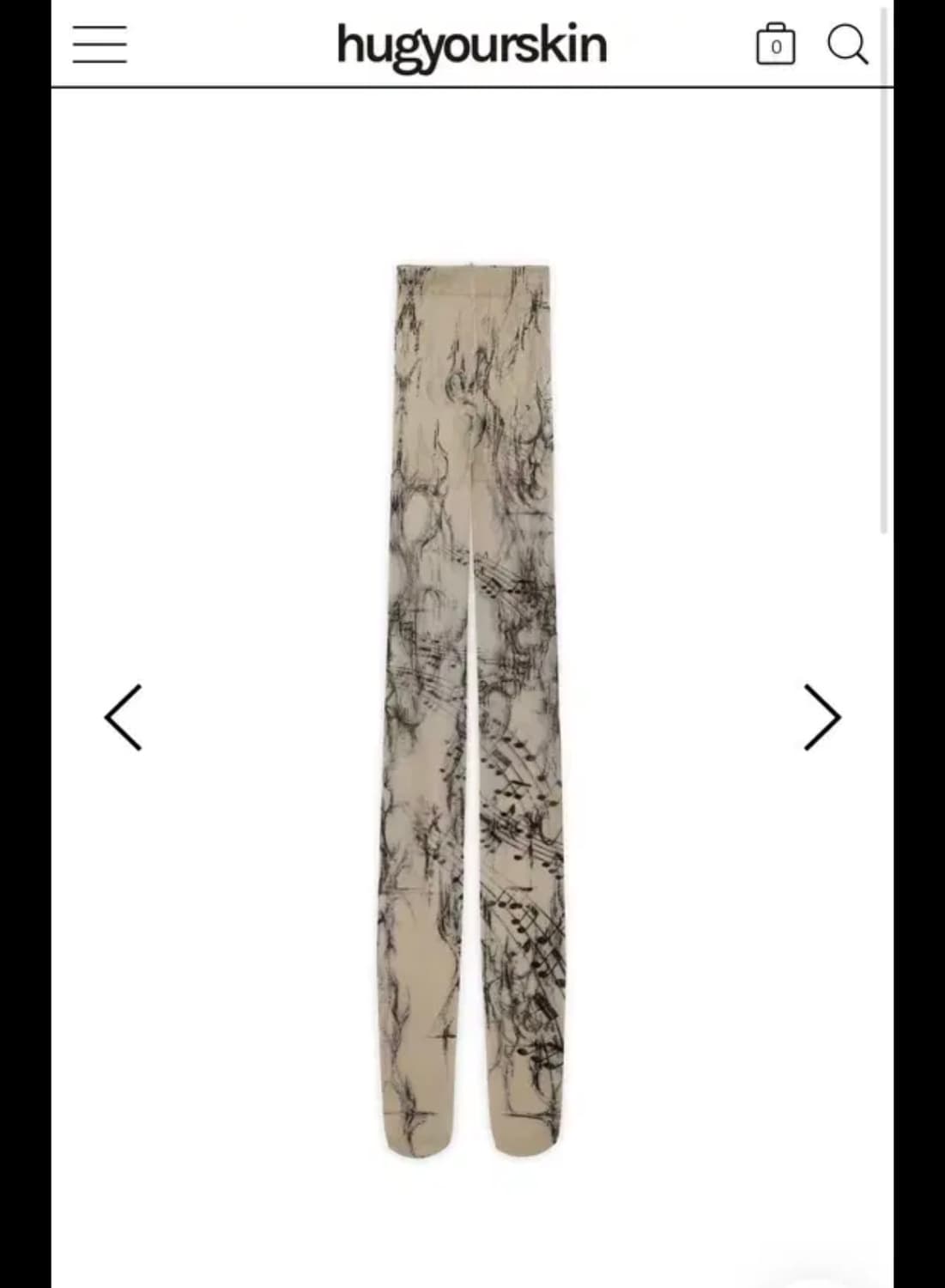 허그유어스킨 Music note printed tights (Beige) 상품이미지1