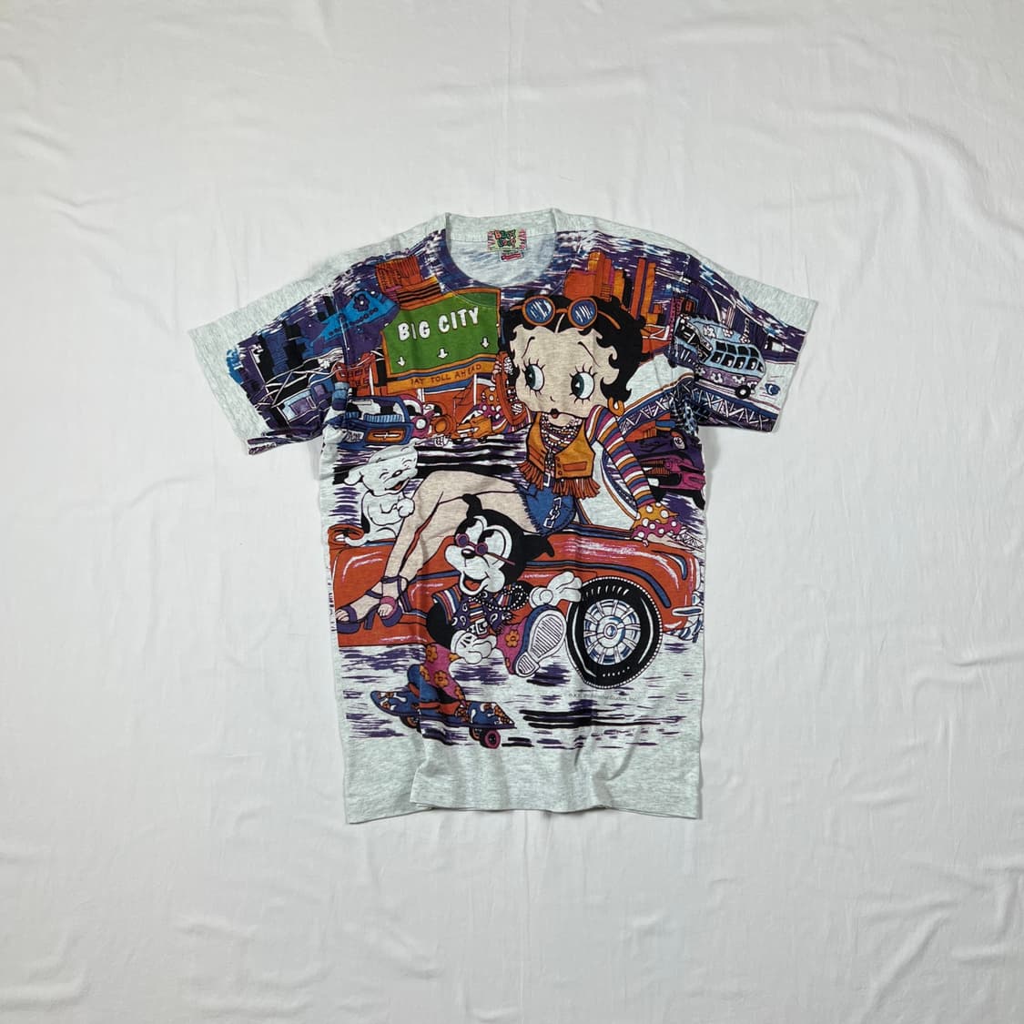 90‘s 베티붑 베티부프 betty boop 카툰 올프린트 반팔티 상품이미지1