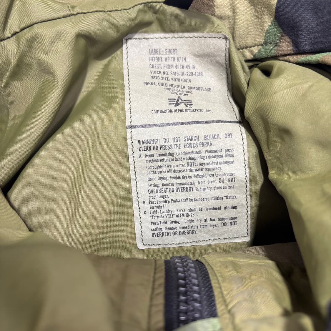 Alpha Industries ECWCS 파카 Large-Short 상품이미지5