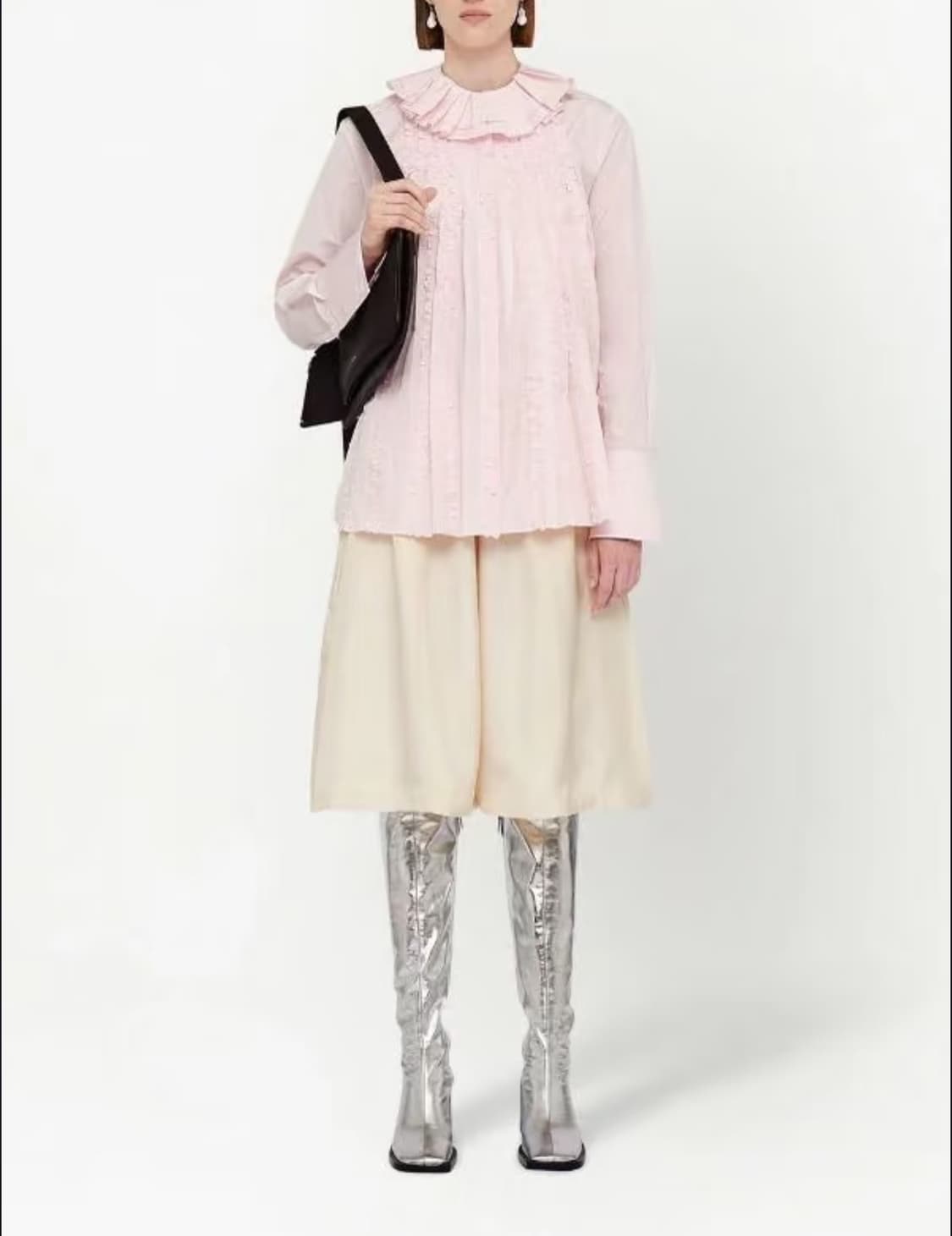 질 샌더 프릴 셔츠 핑크 32 NEW 상품이미지2