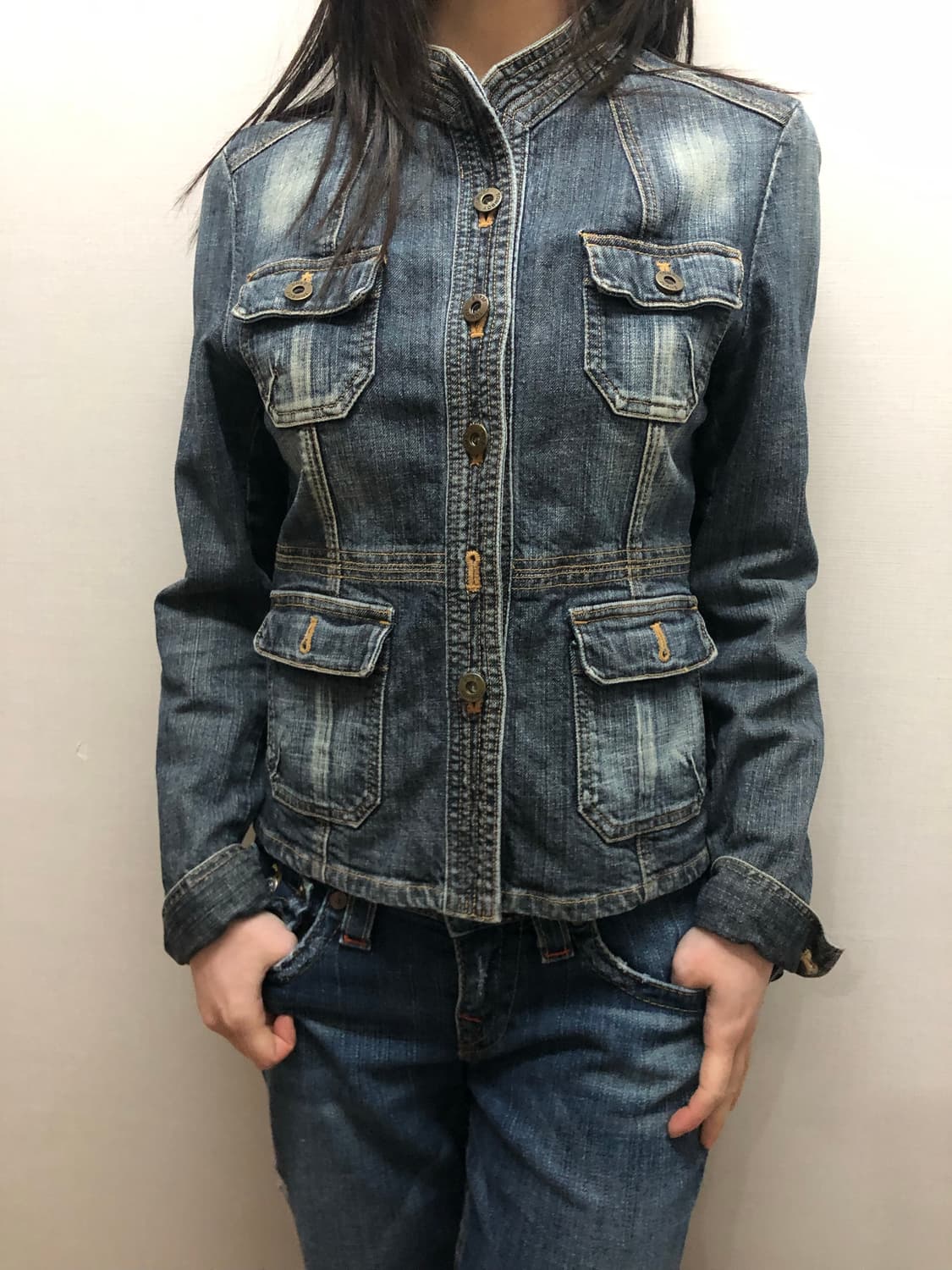 빈티지 톰보이 데님 포켓 워싱 자켓 상품이미지2