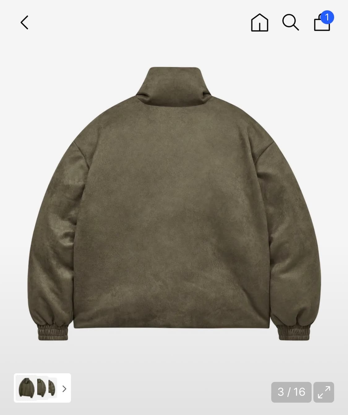 [블프보다 싸다] 87-STAN105 유틸리티 하이넥 스웨이드 패딩 카키 상품이미지2