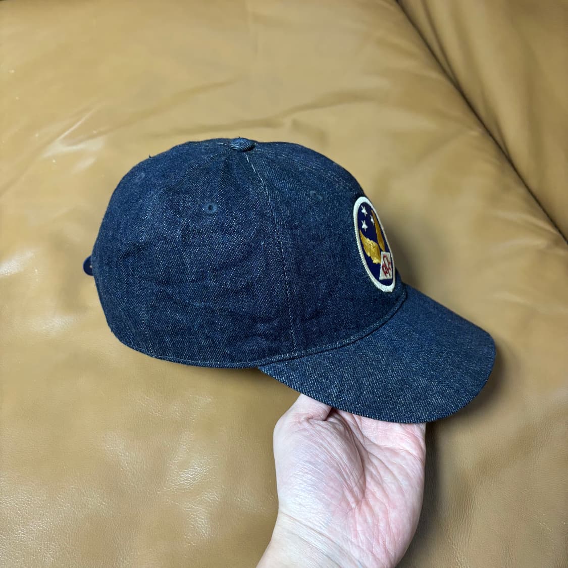 RRL 더블알엘 랄프로렌 폴로 윙로고 6패널 볼캡 모자 워시드 데님 상품이미지3