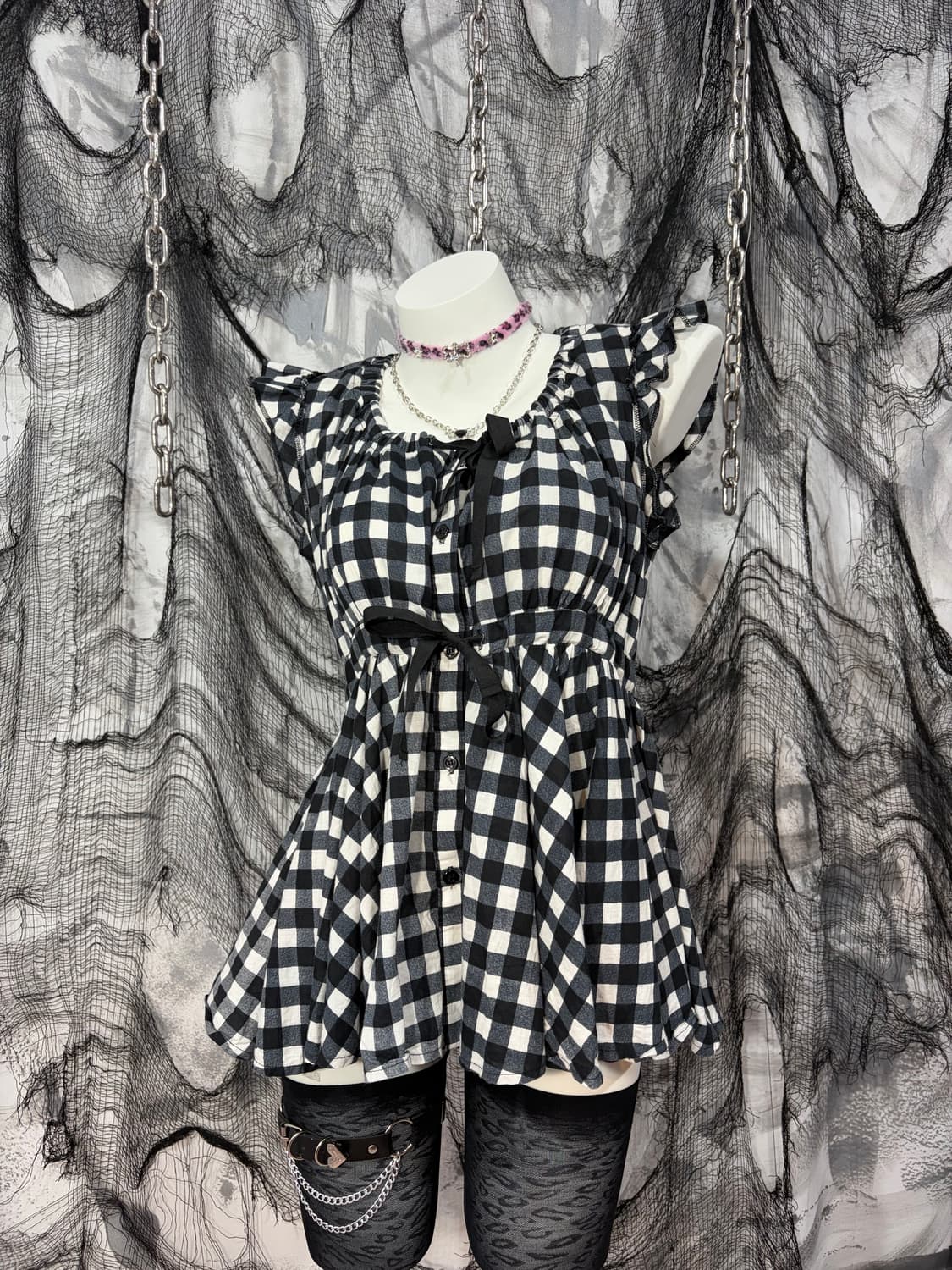 evelyn mori Romantic Gyaru check Blouse 상품이미지4