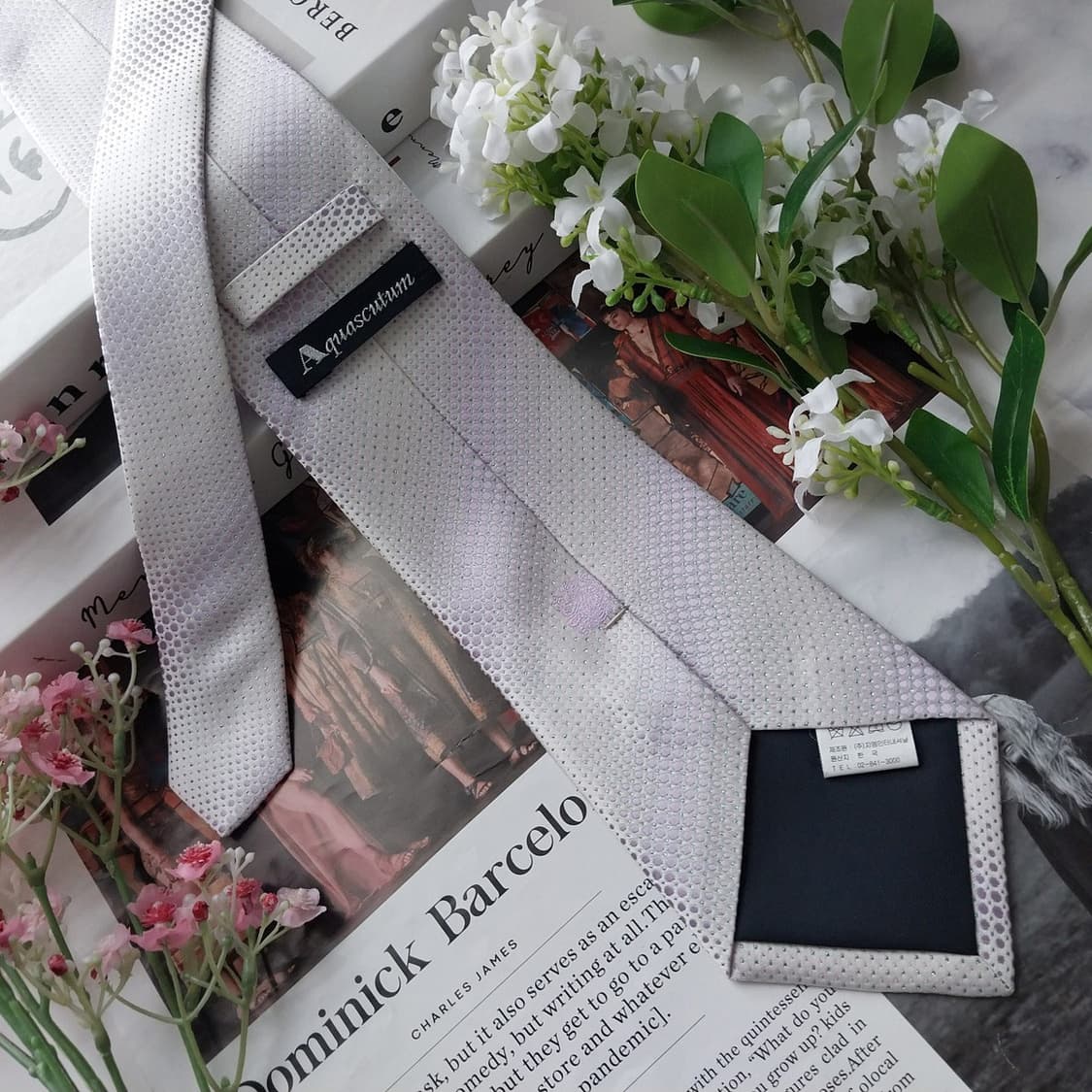 아쿠아스큐텀 실크 도트 텍스처 넥타이 9.2cm A+등급 K2030
 상품이미지4