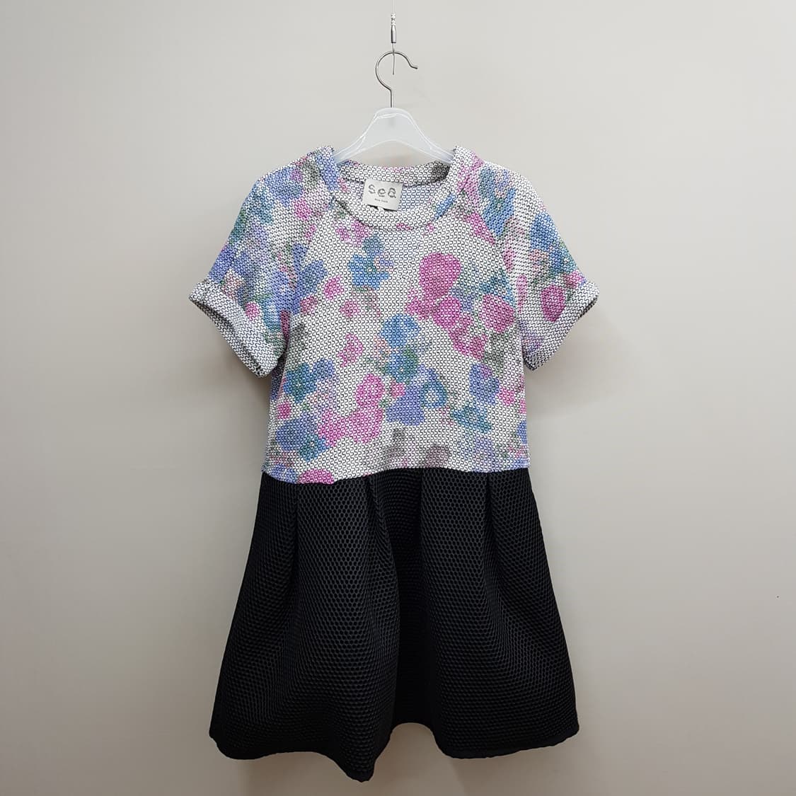 SEA New York 플라워 메쉬 배색 플레어 원피스 4사이즈 상품이미지1