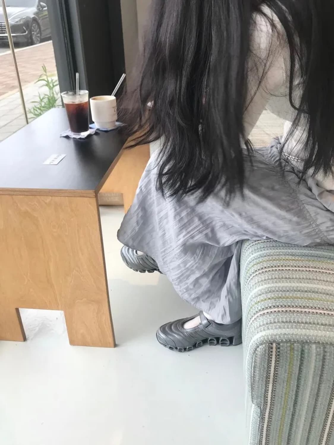 베락 벌룬 롱 밴딩 스커트 블루 그레이 실버 상품이미지5