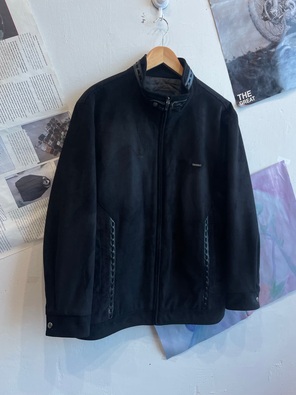 Leather Trim Suede Jacket 상품이미지1